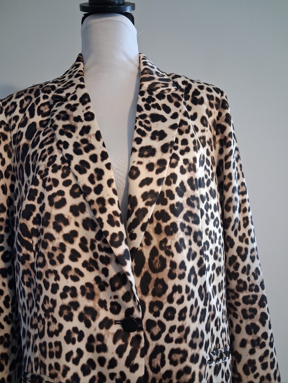 Leopard Print Blazer Jacket - Beige & Black Size 14 - Picture 3 of 11